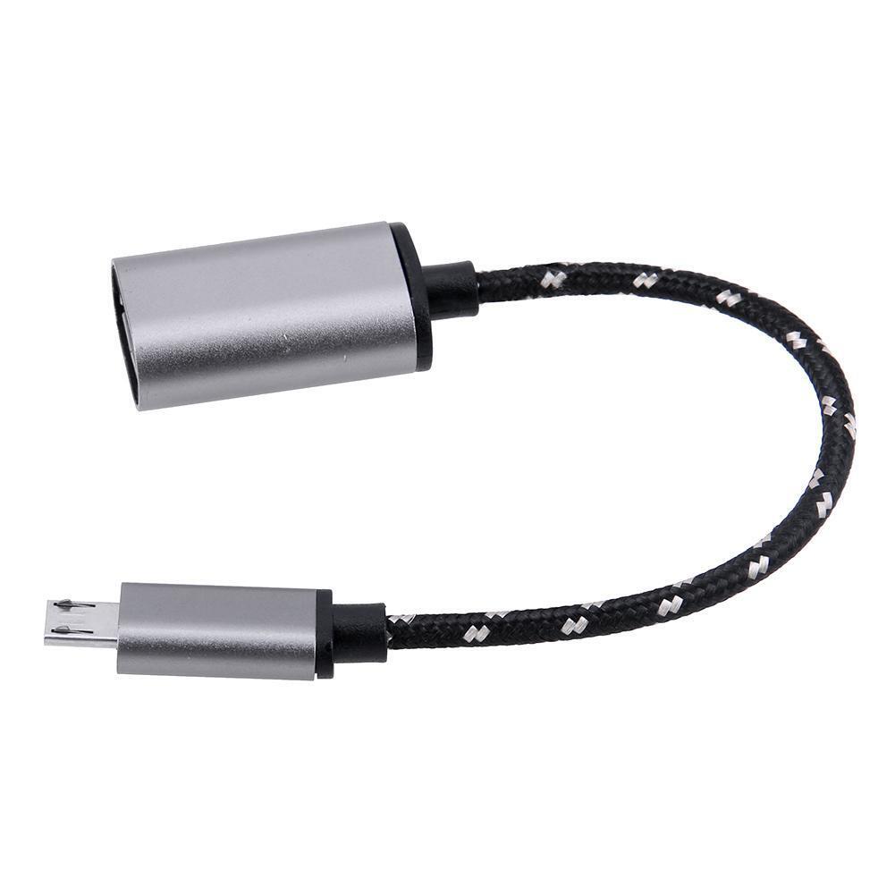 6.9inch Braided Alloy Micro USB Male to USB Female OTG Adapter Cable