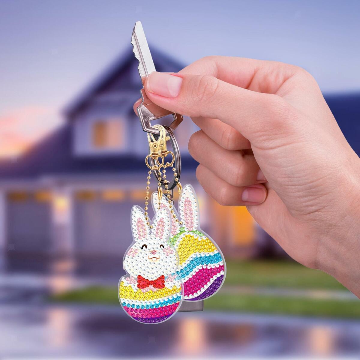 5Pcs 5D DIY  Keychain Easter for  Crystal Mosaic Making