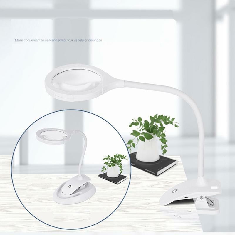 5X 10X Rechargeable Magnifying Glass with Stand & Clamp ,Brightness Adjustable