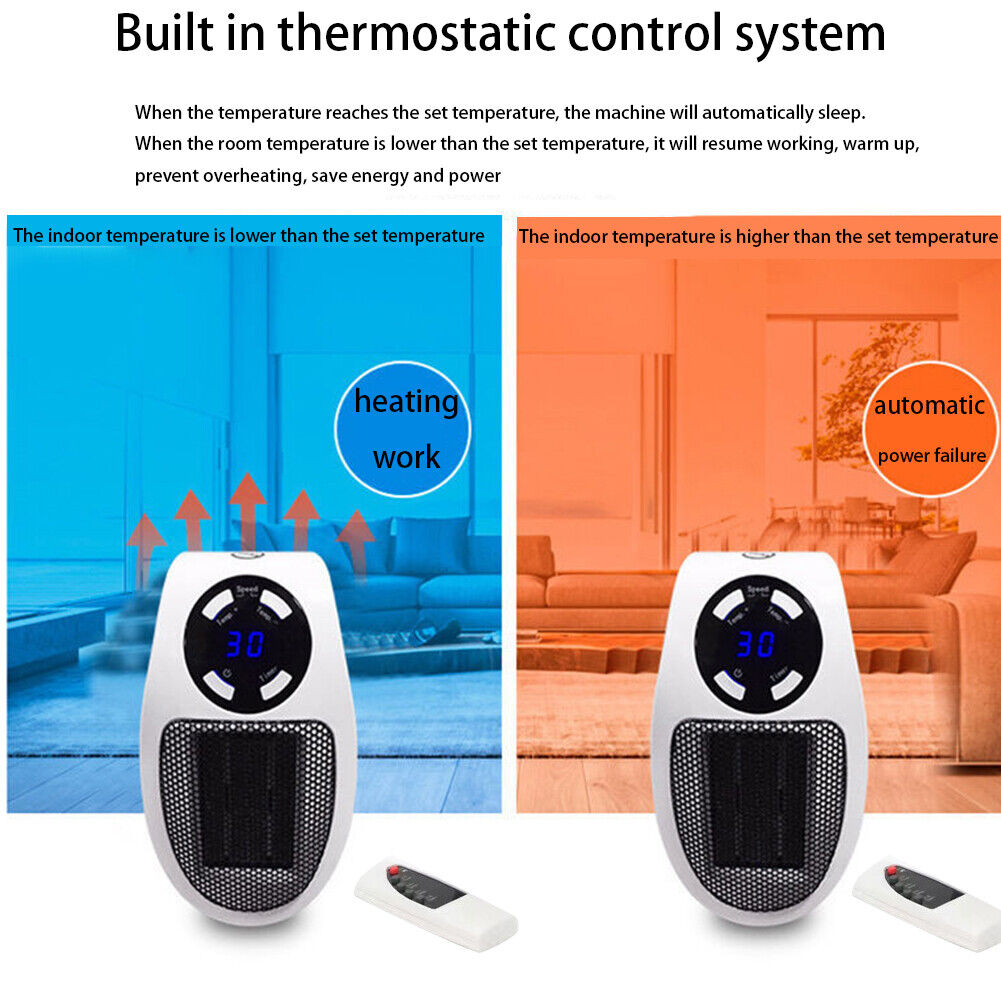 Electric Mini Fan Heater Home Winter Heating Stove (EU Plug Remote Control)