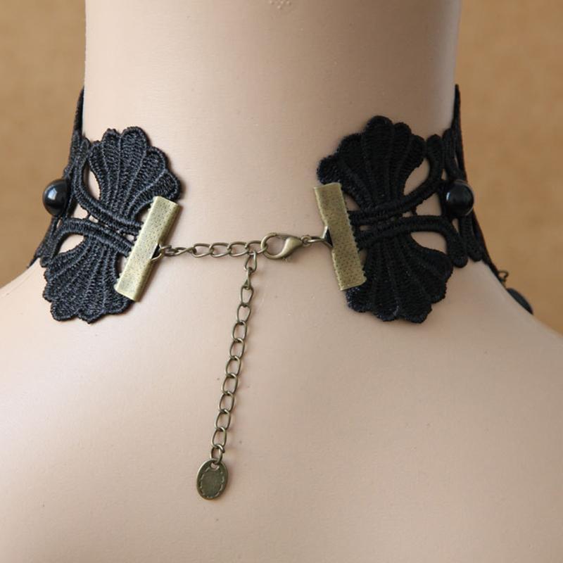 Black Lace Gothic Statement Choker Collar Necklace Victorian Lolita Choker