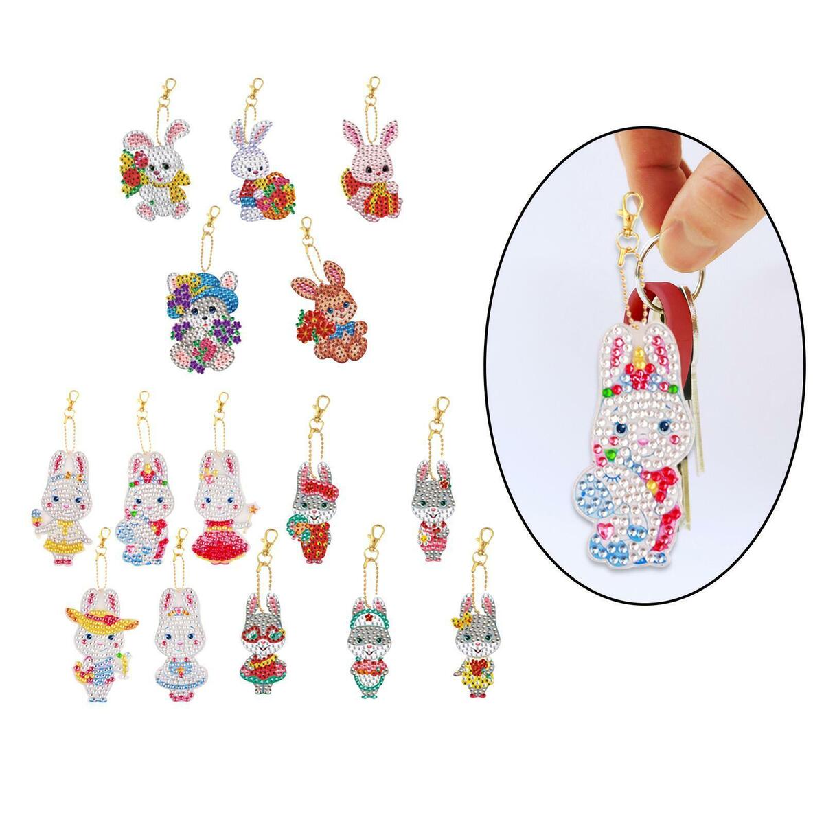 15x  Keychains  Bunny Rhinestone Pendants Bag Decor