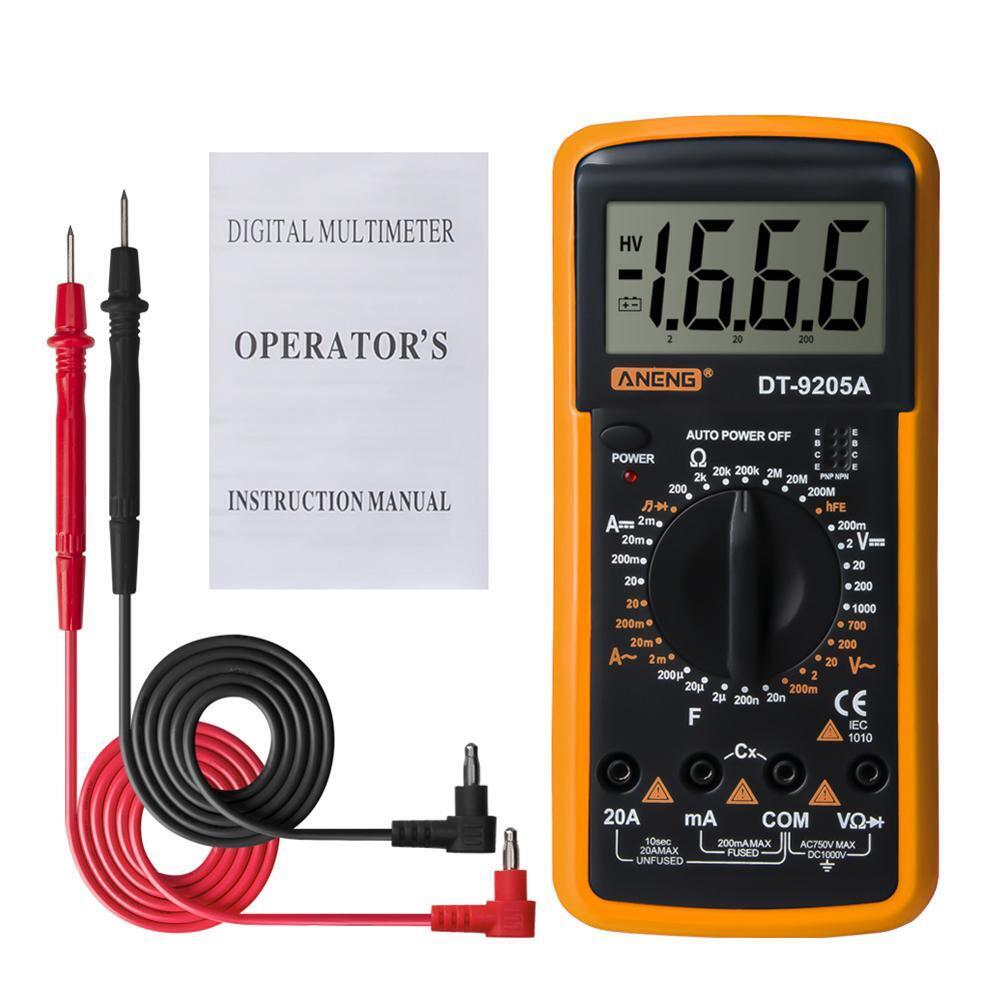 ANENG DT-9205A Digital Voltmeter Current Voltage Resistance Tester (Yellow)