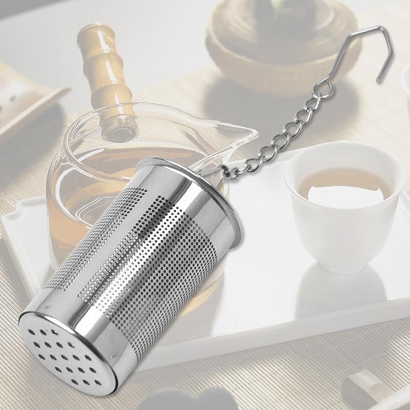 Tea Infuser Strainer Stainless Steel Cylindrical Loose Leaf Spice Filter Tool