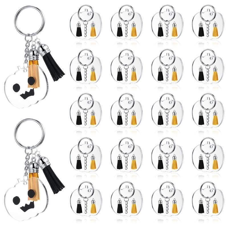 Acrylic Keychain DIY Accessories Halloween Pumpkin Acrylic Keyring Tassel Set