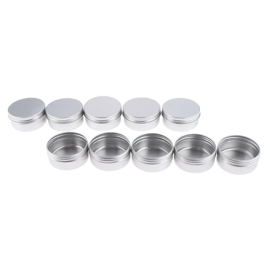 10Pcs 50ml Aluminum Round Lip  Tin Storage Jar Containers with Screw