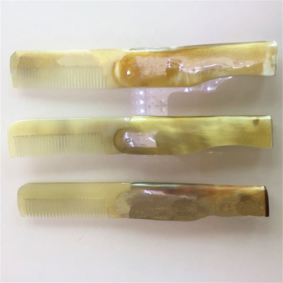Hand Carved Comb Anti-static Ox horn Beard and Moustache Folding Design Travel
