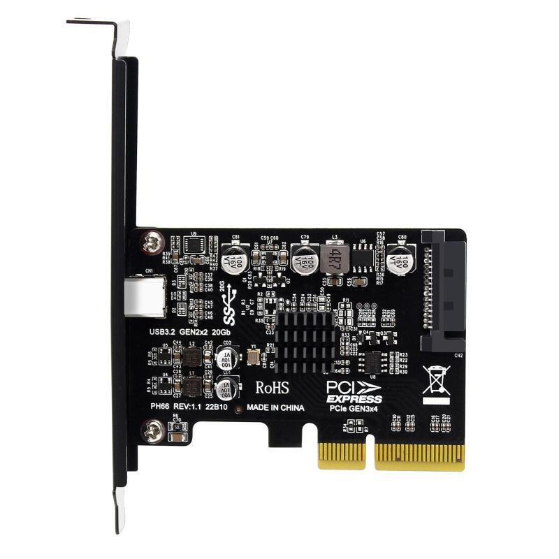 20Gbps PCIE X4 to Type-C USB 3.2 Gen 2X2 Expansion Adapter Card for Desktop PC