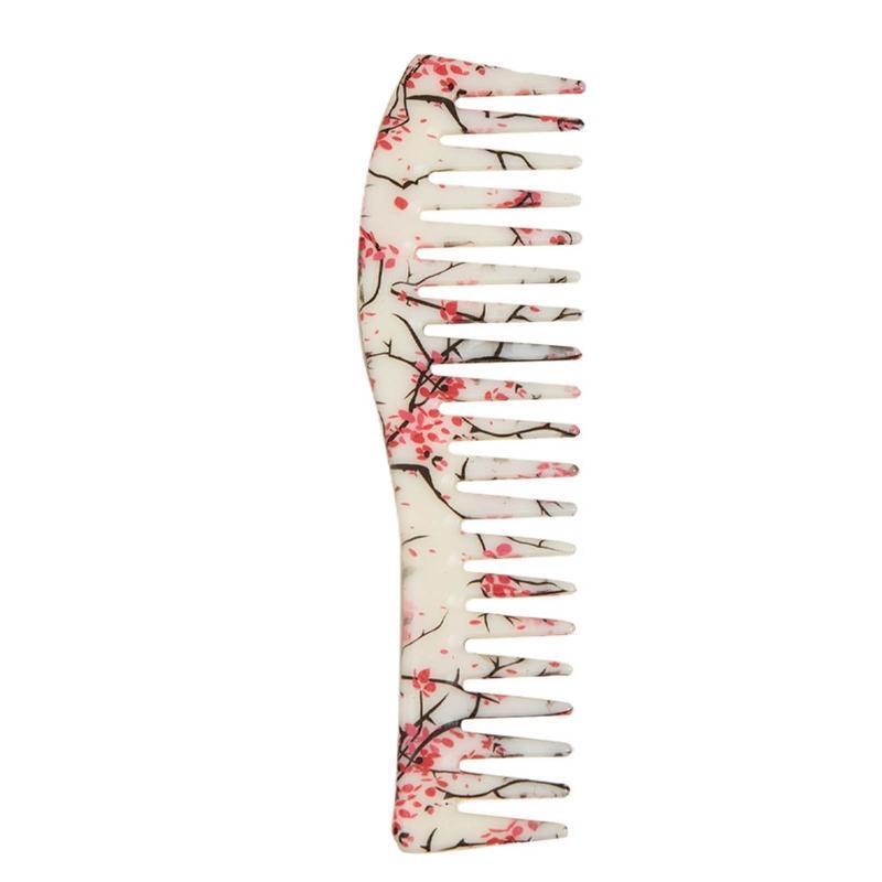 Flower Print Wide Tooth Comb Anti Static for Women Men Thick Wavy Curly Hair