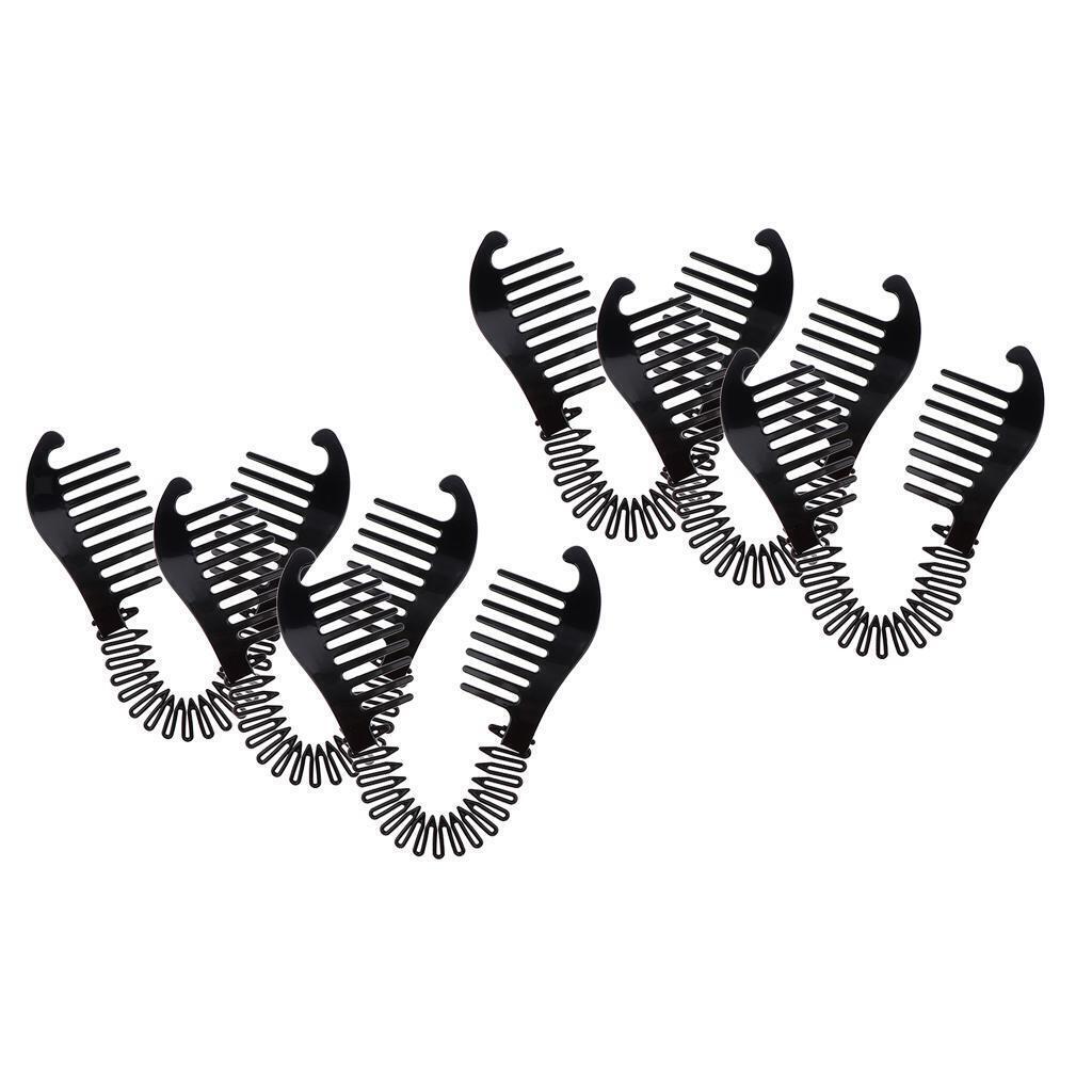 6pcs Hairstyling Clip Bun Donut Twist Braid Ponytail Maker Accessories Black