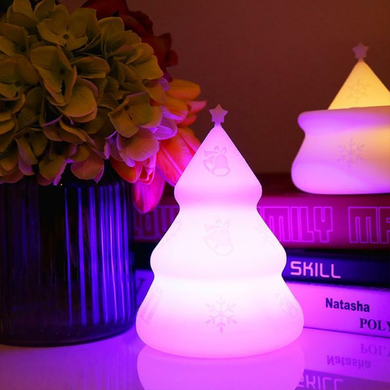 Cute LED Xmas Santa Shaped Tree Night Light with Touch Sensor Portable Silicone