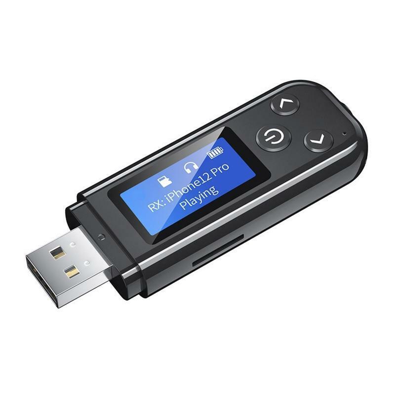 BT5.0 USB Music Receiver Transmitter for PC Car Audio AUX 3.5 Adapter TF Display