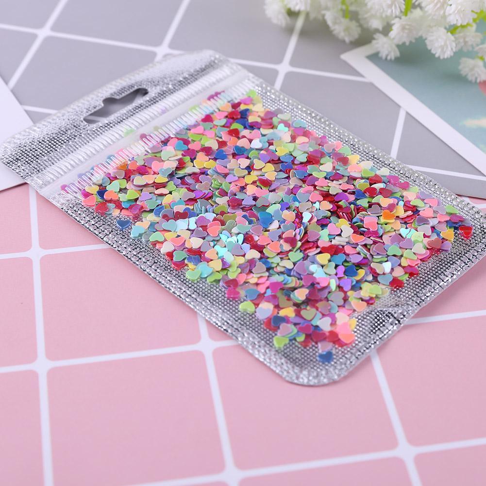 500pcs/bag Colorful Flashing Film DIY Solid Peach Heart Nail Glitter Sequin