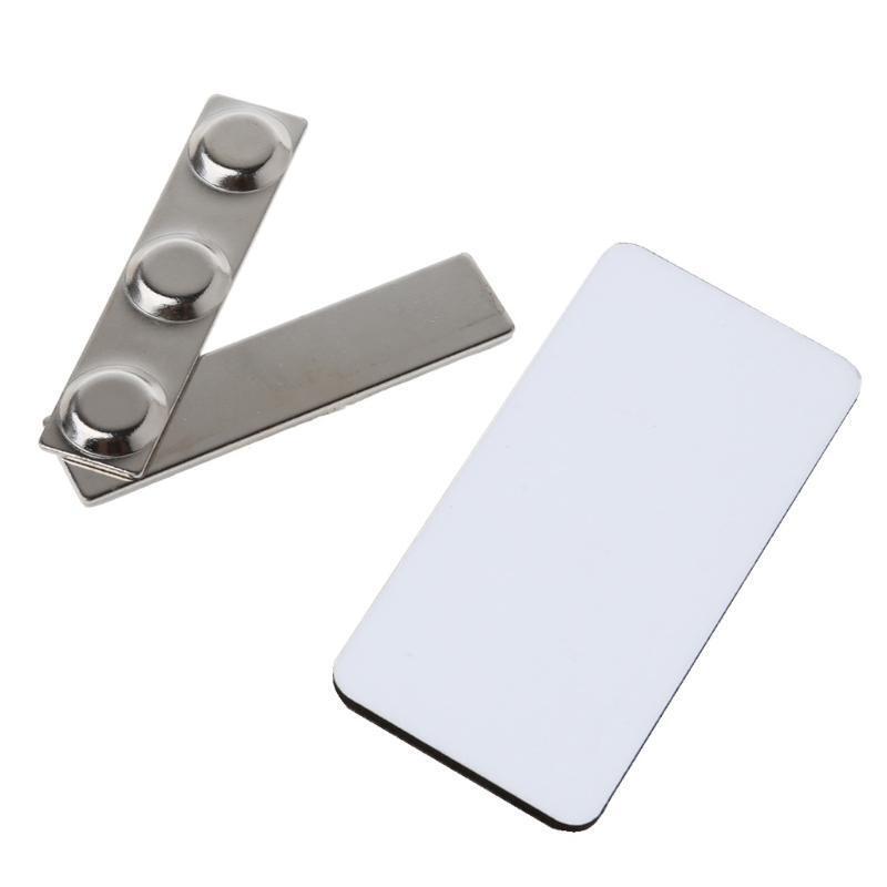 10Pc DIY Sublimation Blanks Magnetic Badge Pins Id Card Holder for Heat Transfer