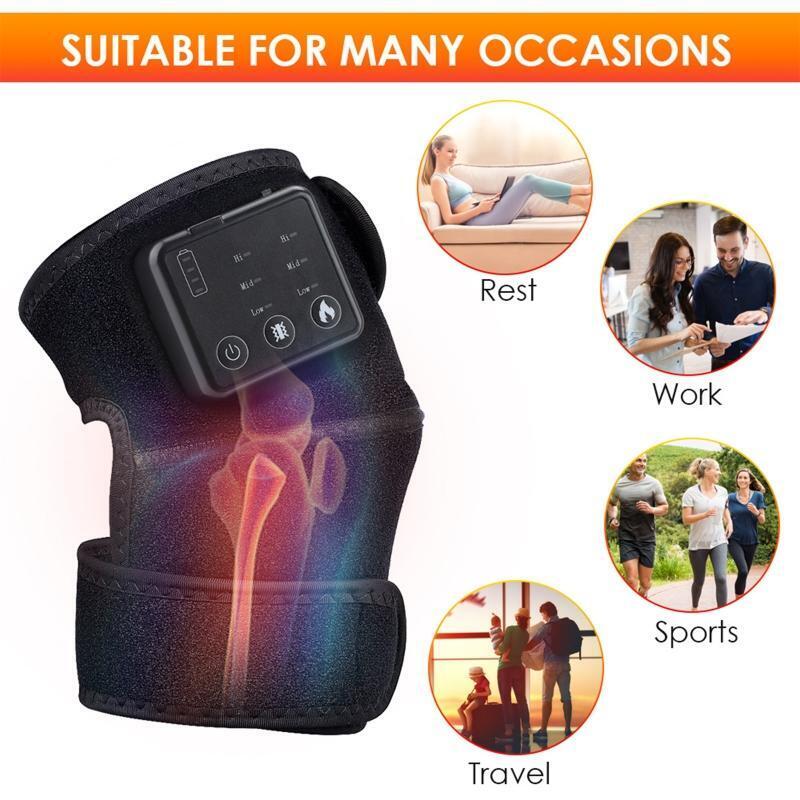 Heated Knee Brace Wrap with Massage, Vibration Knee Massager with Heating Pad
