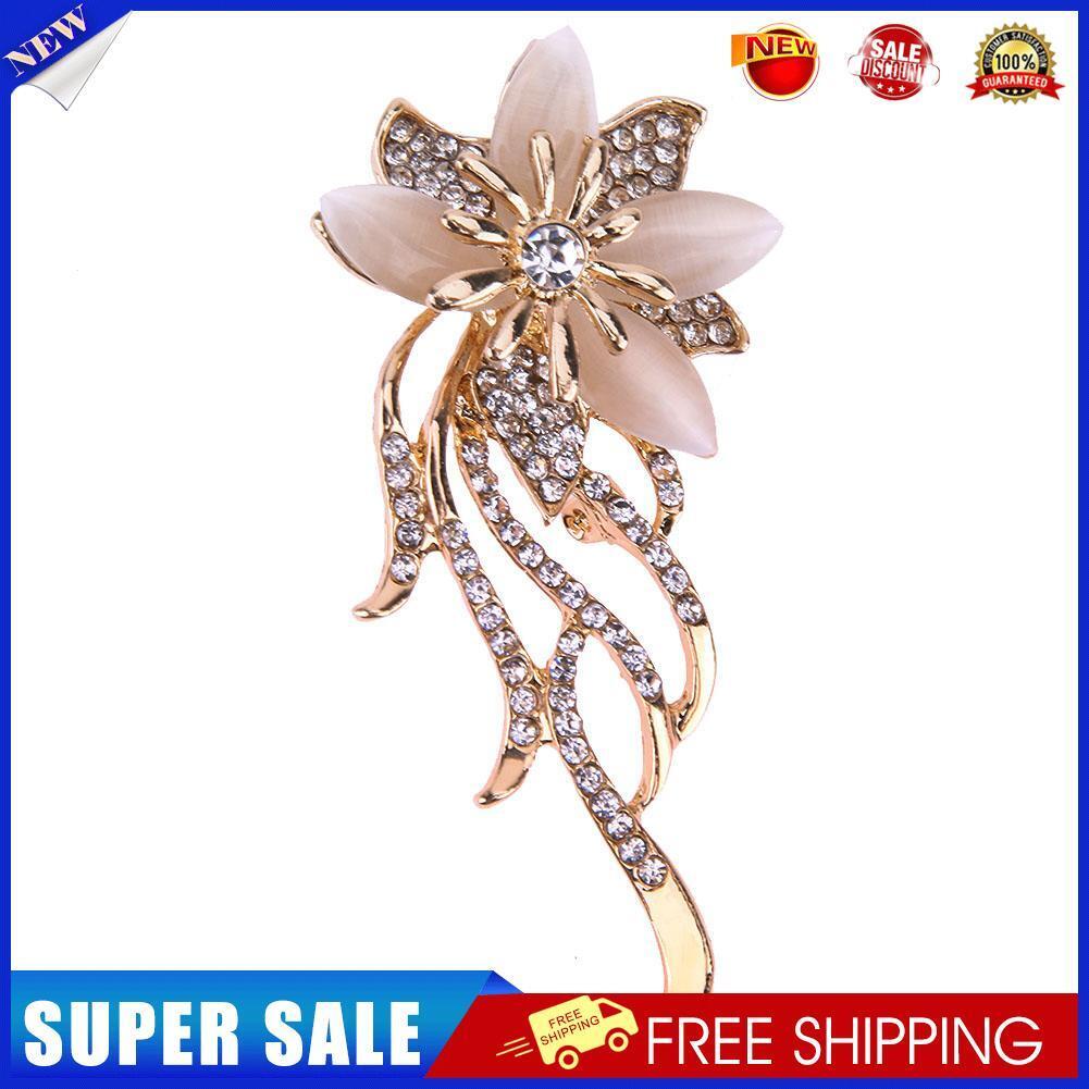 Chic Flower Crystal Enamel Brooch Clothing Pin Suits Dress Banquet Gift