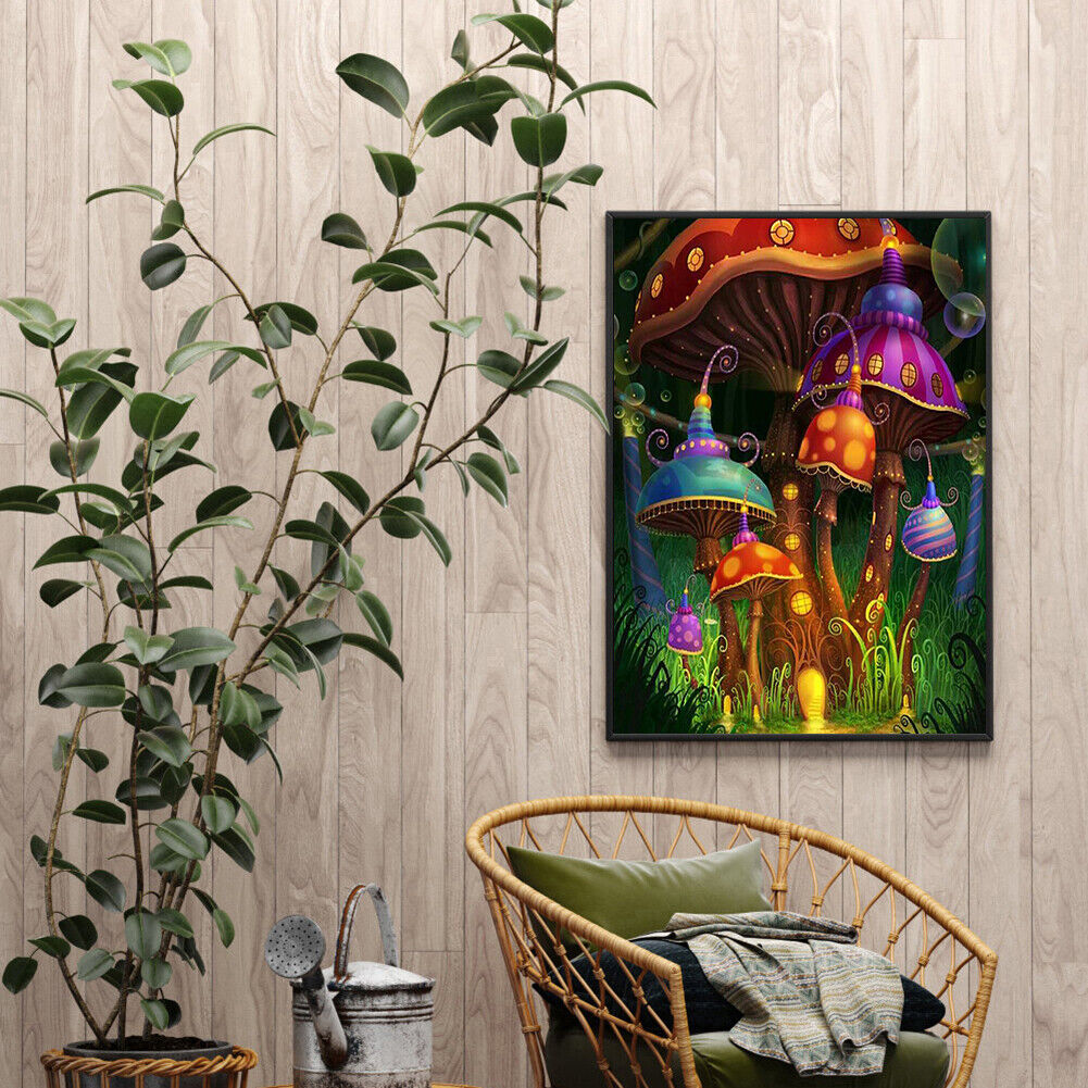 Diamond Painting Mushroom House Full Square Rhinestone Picture Home Decor