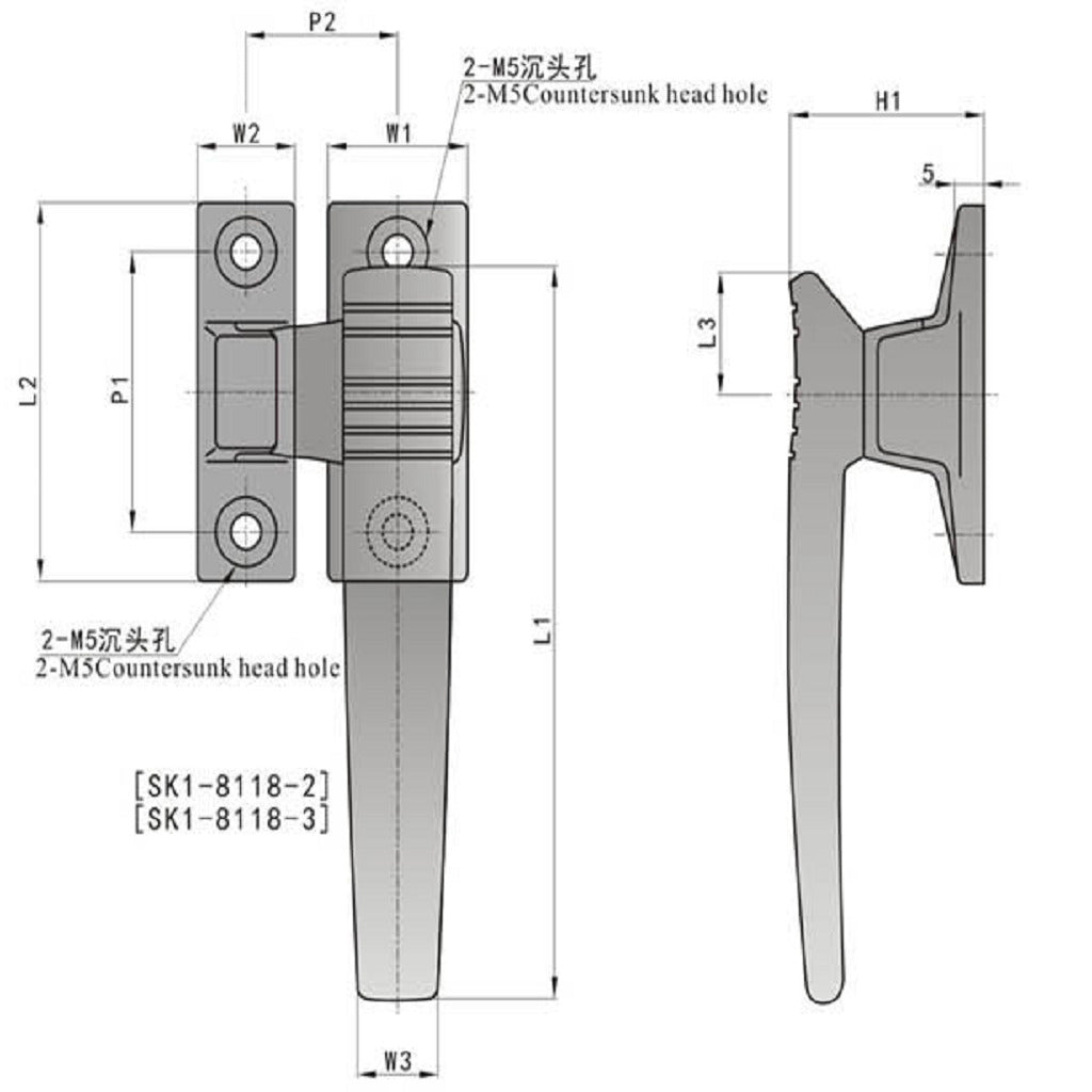 Window Casement Fastener Catch Straight Lever  Pull Handle 105 mm