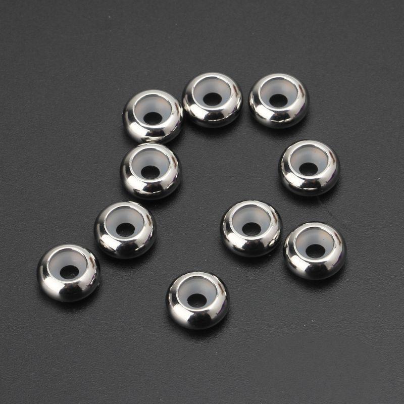 10Pcs Stainless Steel Rubber Insert Stopper Spacer Beads for Add-a-Bead Bracelet