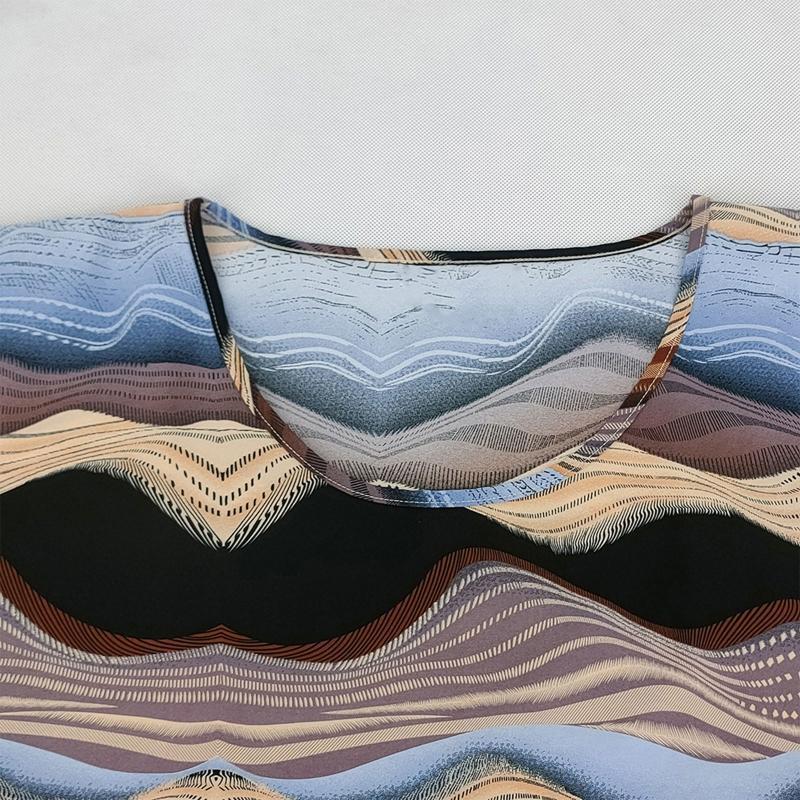 Women Beach Half Sleeve Maxi Dress Turkish Kaftan Wave Striped Bikini Cover Up