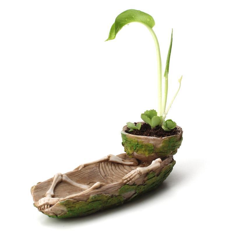 Skeleton Reptile Food Bowl Amphibian Pet Cage Rock Decoration Water Injection