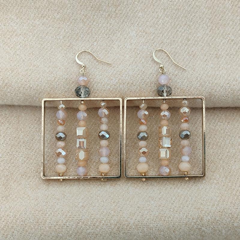 Dangle Hoop Earings Boho Fish Hook Jewelry for Women Handmade Bead Earrings