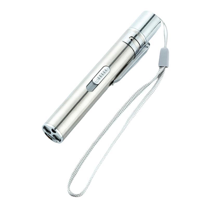 Mini Stainless Steel Torch Lights with USB Charging Port Use for Camping Outdoor