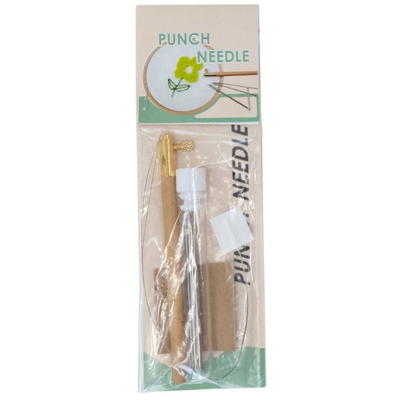 Wooden Handle Punch Poke Needles Embroidery Pen Wire Guide Sewing Weaving Tools