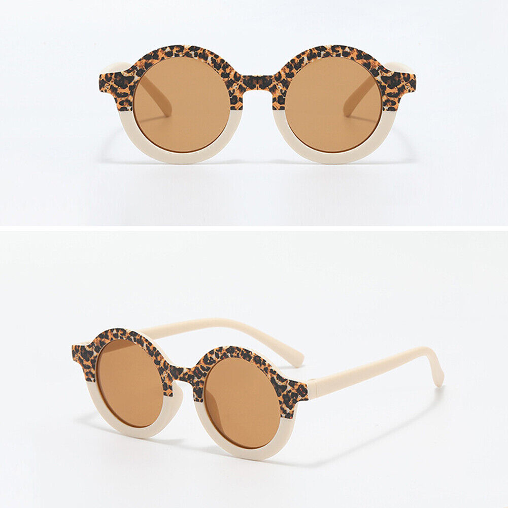 Summer Kids Girl Boys Sunglasses Leopard Children UV400 Eyewear (Beige)