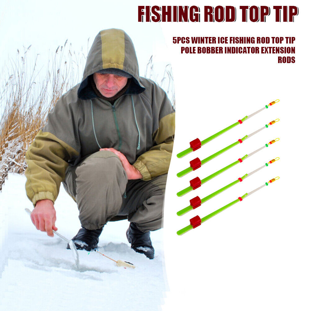5pcs Winter Ice Fishing Rod Top Tip Pole Bobber Indicator Extension Rods
