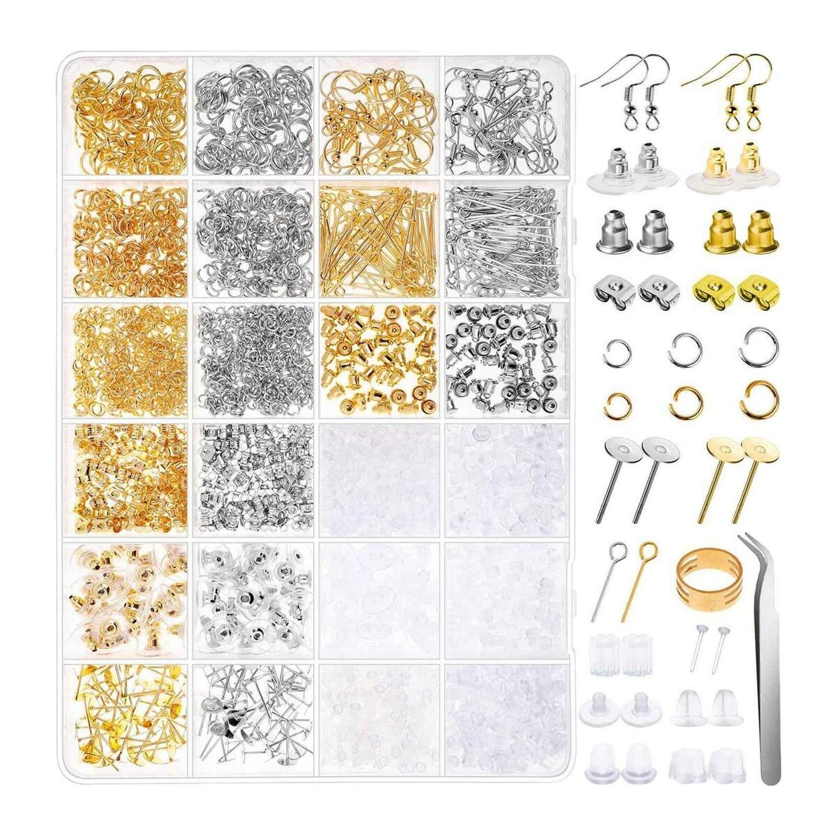2290Pcs Earring Making Kit Backs Tools Jump Rings Opener Earring Repair