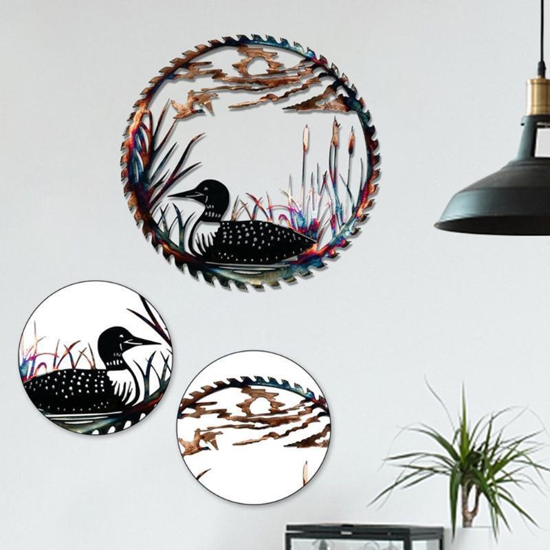 Metal Wall Art Decor Duck Bird Sculpture Hanging for Living Room Bedroom Garden