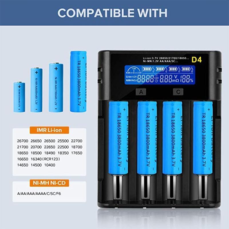 Smart Universal Charger LCD Display for Rechargeable Batteries18650/20700/21700