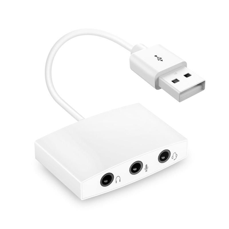 7.1 Live Sound Card USB to 3x3.5mm Jack Female Microphone Headsets Audio Adapter