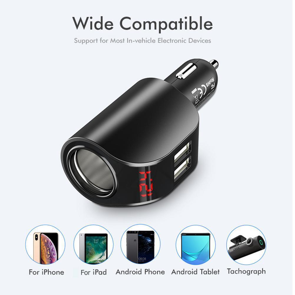 FLOVEME Dual USB Car Charger Digital Display 5V 3.1A Fast Charging Adapter