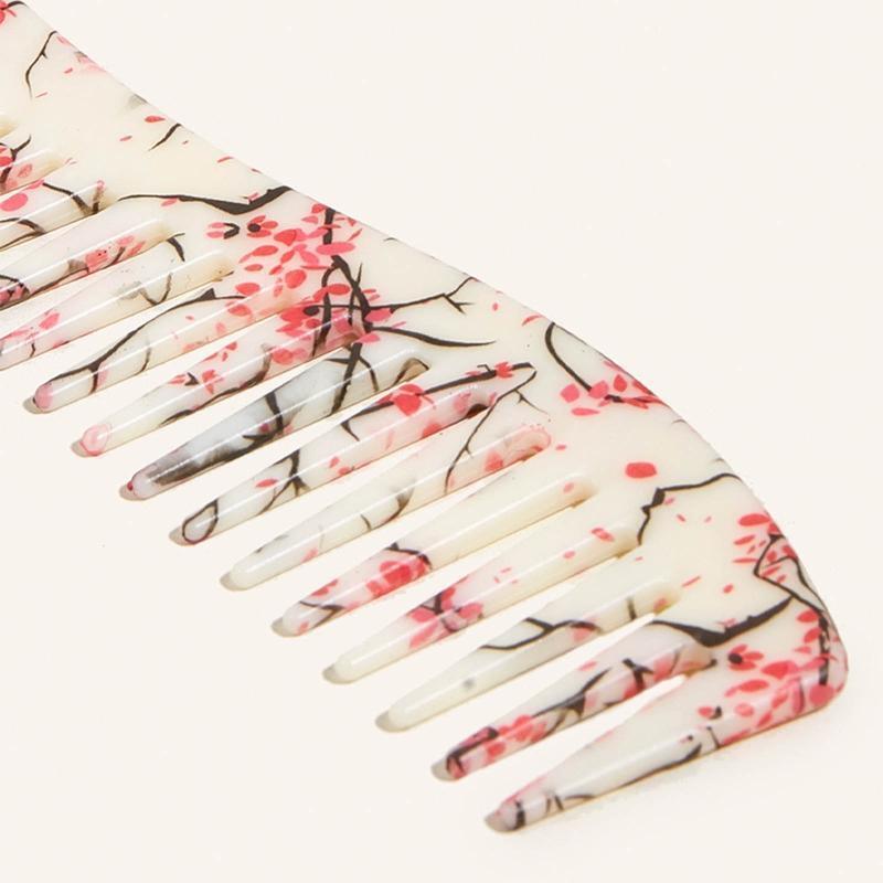 Flower Print Wide Tooth Comb Anti Static for Women Men Thick Wavy Curly Hair