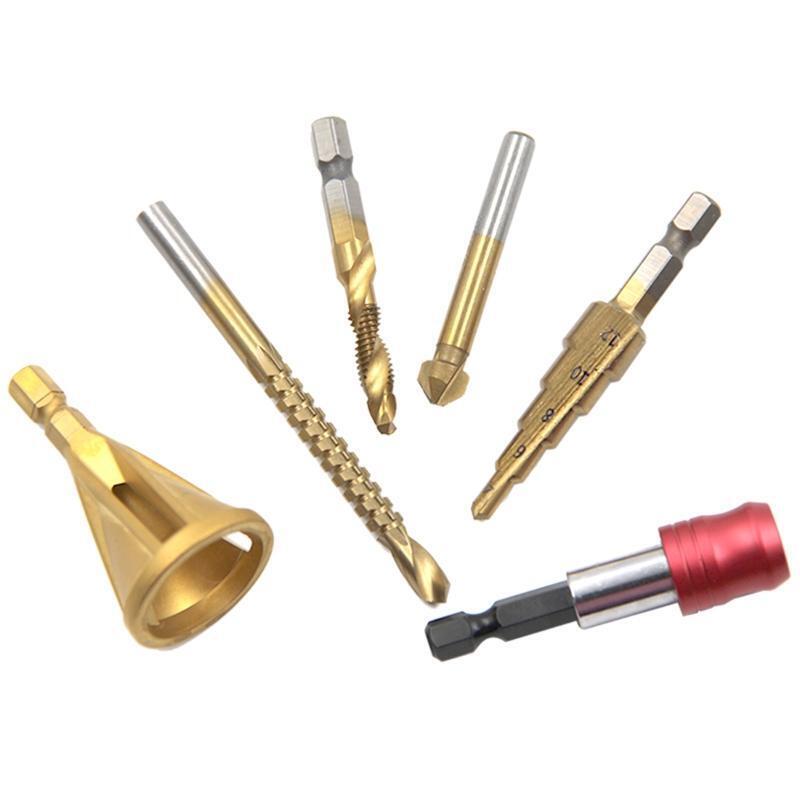 6 Pcs/set Deburring External Chamfering Tool Chamfer Drilling Bit Step Drill Bit