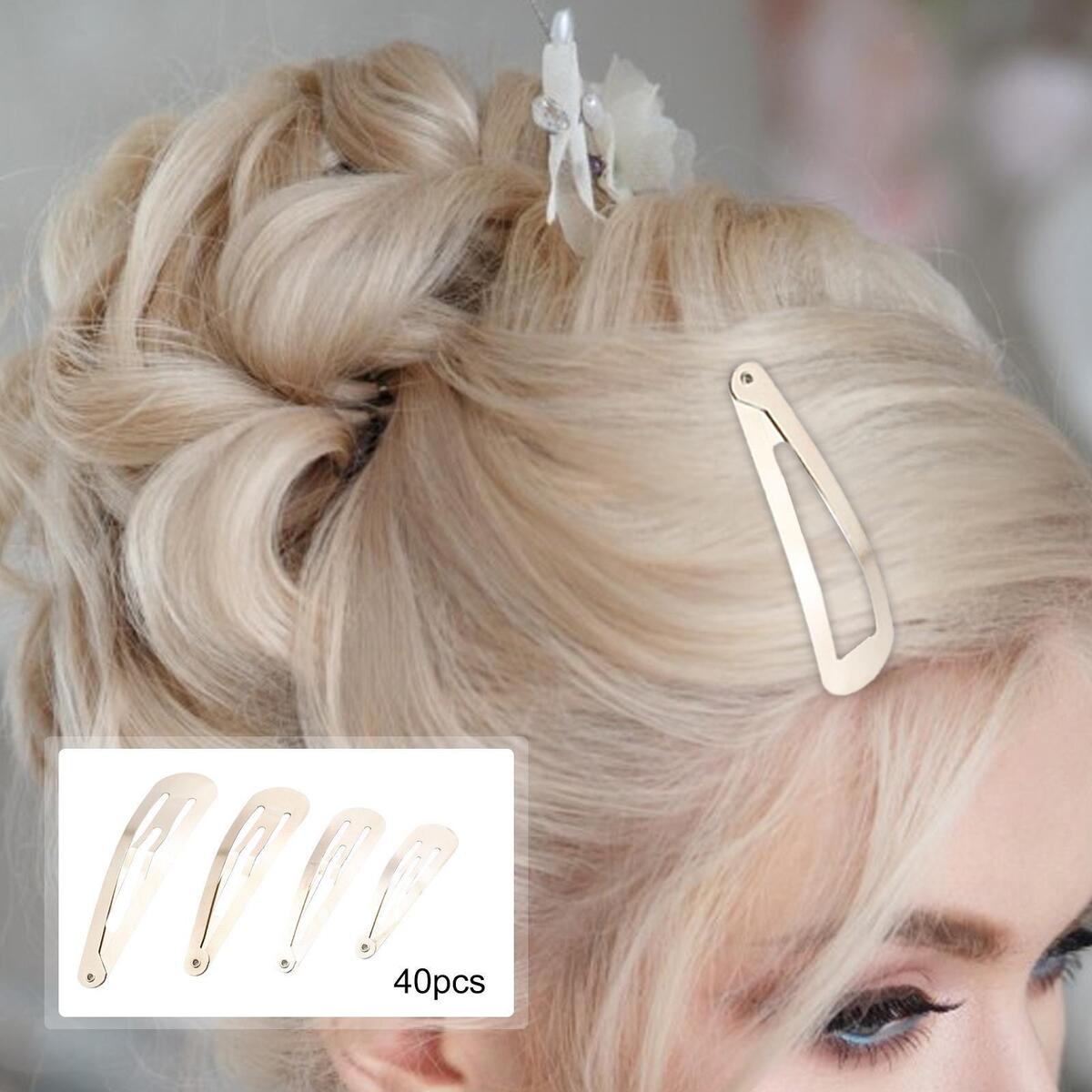 40 Pieces Metal Snap Hair Clips Barrettes 5cm 6cm 7cm 8cm for Toddlers Kids