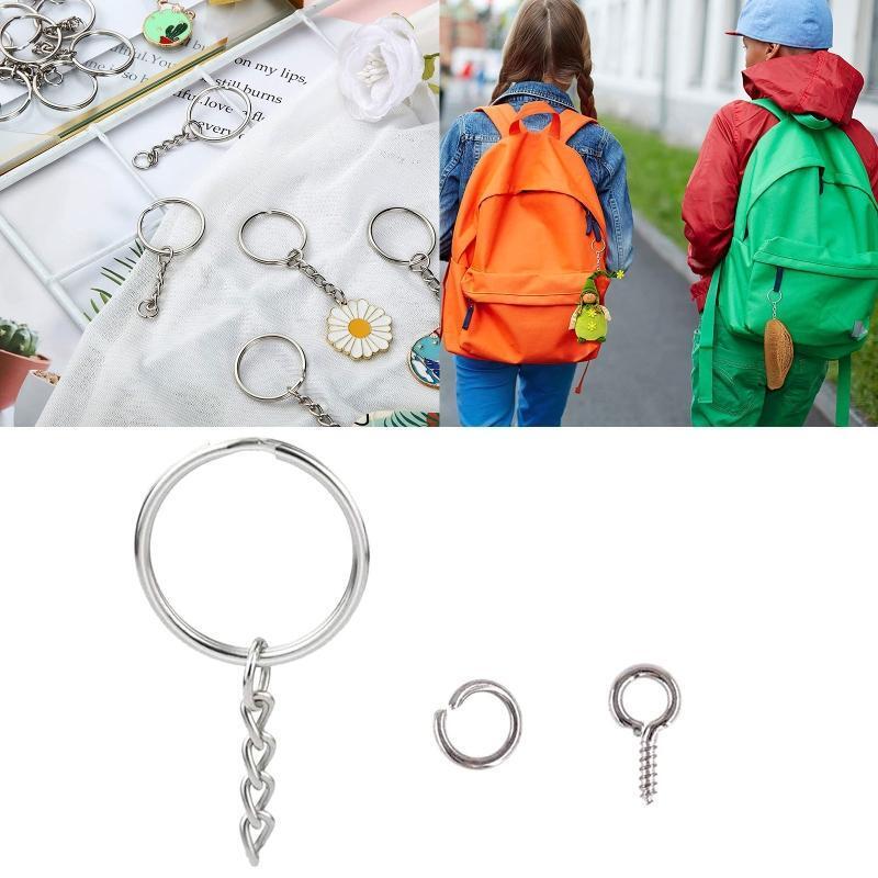 Fashion Screw Eye Pins Key Chain Split Key Ring with Chain Open Jump Ring