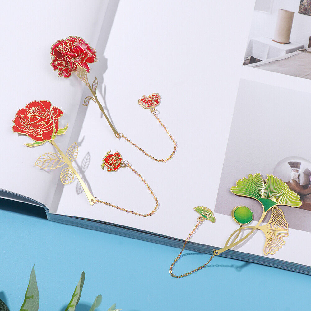 Chinese Style Metal Pendant Pagination Mark Painted Brass Bookmark Book Clip