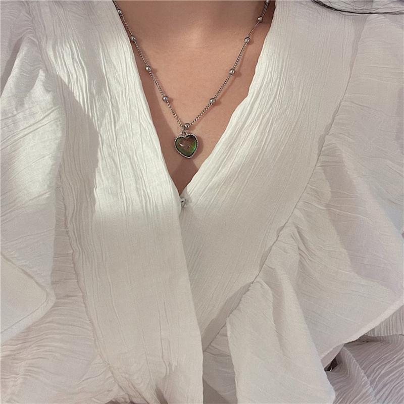 Women Jewelry Color Changing Necklace Pendant Best Gifts Titanium Steel Chain
