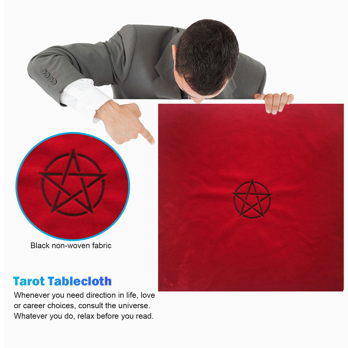 2pcs Vevet Altar Tarots Tablecloth with Bags Board Game Supplies (Red)