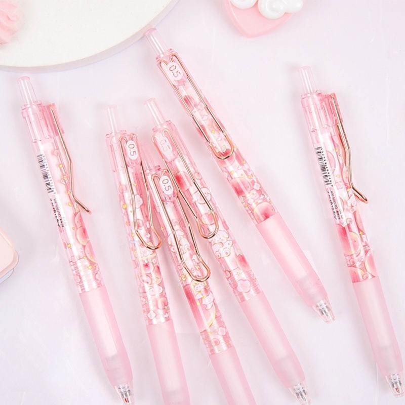 6PCS 0.5mm Retractable Gel Pen 0.5mm Fine Point Flexible Pocket Clip for Writing