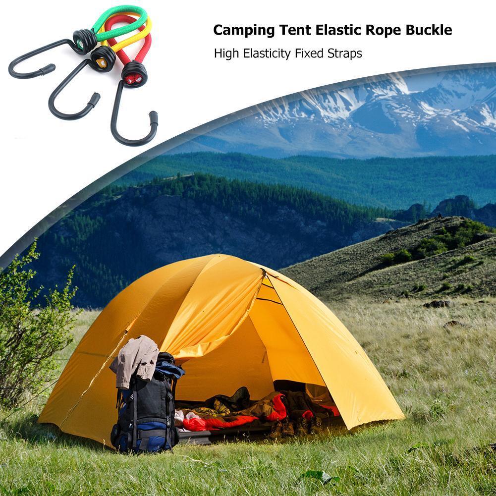 3pcs/set Outdoor Camping Tent Elastic Rope Buckle Hook Fixed Bundle Straps