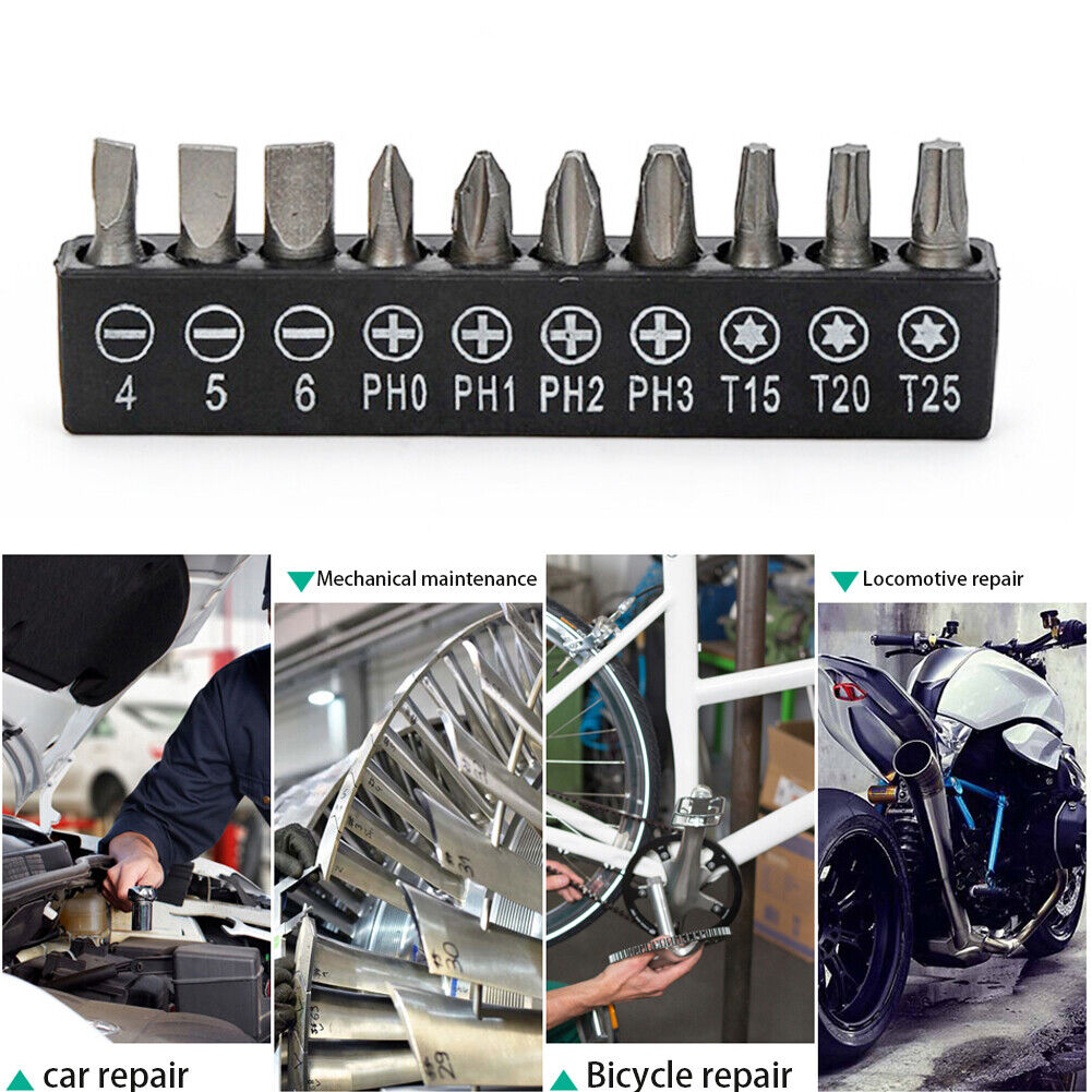10pcs Insert Bit Set Torx Flat Head Cross Electric Screwdriver Bit Holder