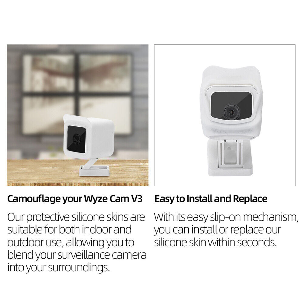 2pcs Waterproof Case for Wyze Cam V3 Security Camera Cover Skin (White)