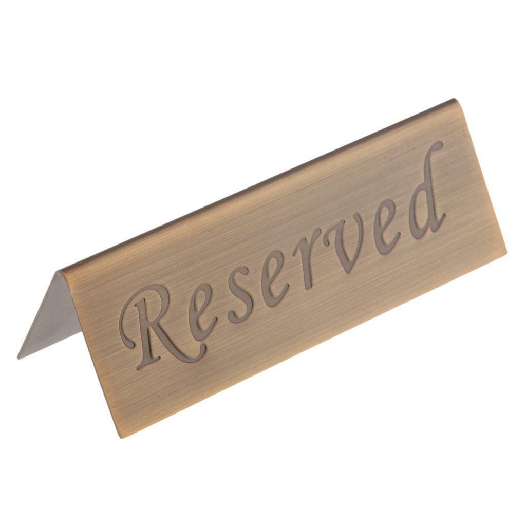 5  Reserved Desk Signs Card for Wedding Bronze 12x4cm Etched Design