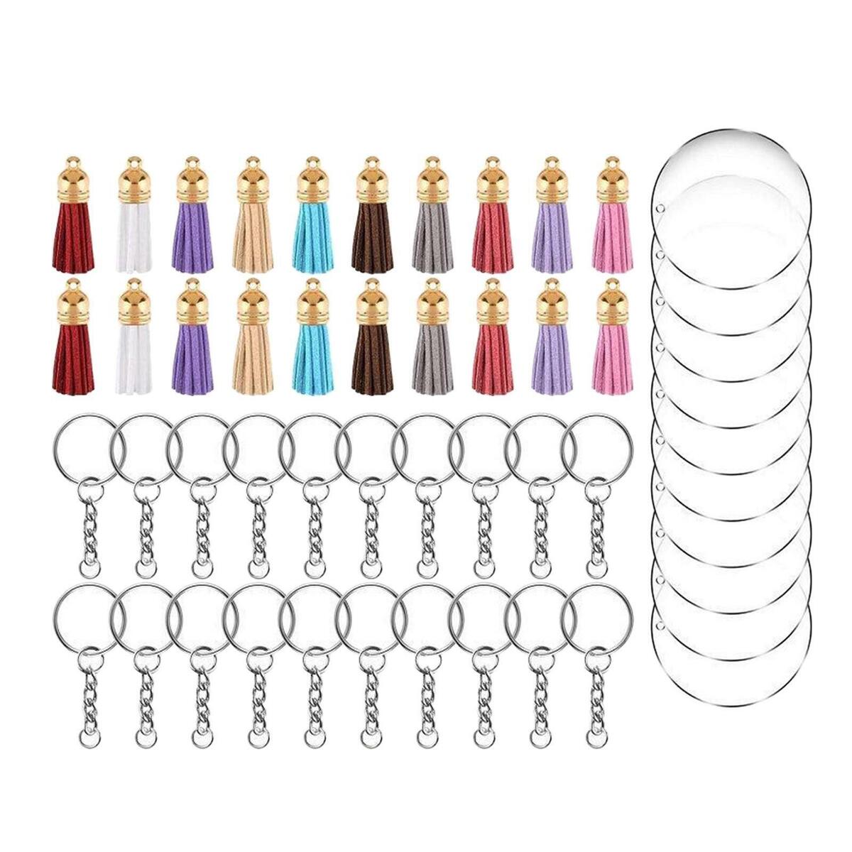 90x clear acrylic circle washers key bands blanks tassels pendants