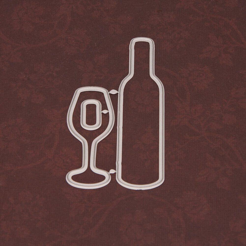 Red Wine Glass Paper Cut Dies Metal Stencil Clear Silicone Seal Stamp Mold