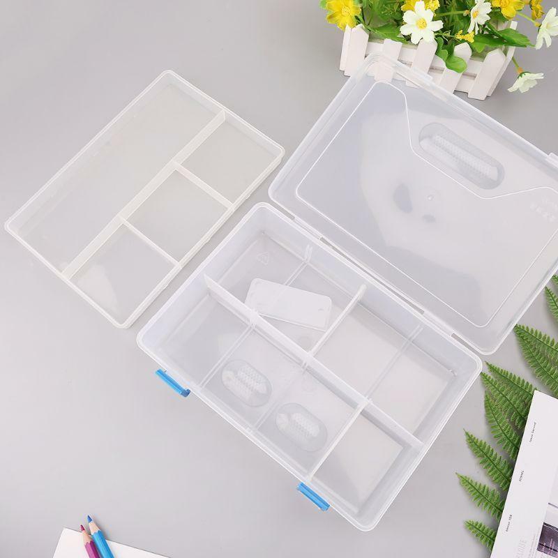Double Layer Pencil Case Transparent Plastic Pen Storage Box Kids Stationery